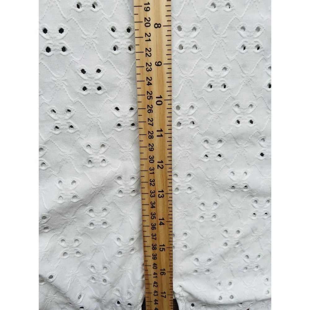 Caution To The Wind White Eyelet Crop Top Dolman Sleeve Floral Cutout Large - Picture 4 of 5